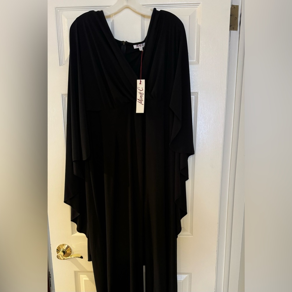 Monif C Black Caped Jumpsuit